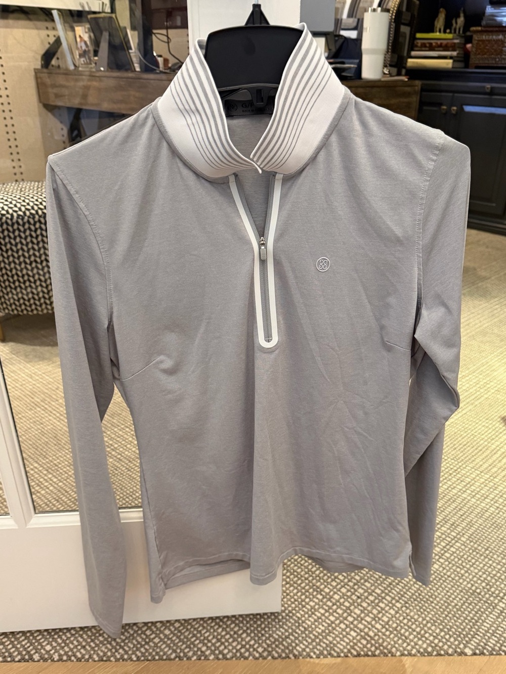 G/FORE Women’s Silky Tech Nylon Gray Long Sleeve Quarter-Zip Performance Polo